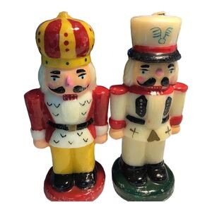 Set of 2 Vintage Shellac Wax Nutcracker Figurines Hand painte-Christmas Holiday